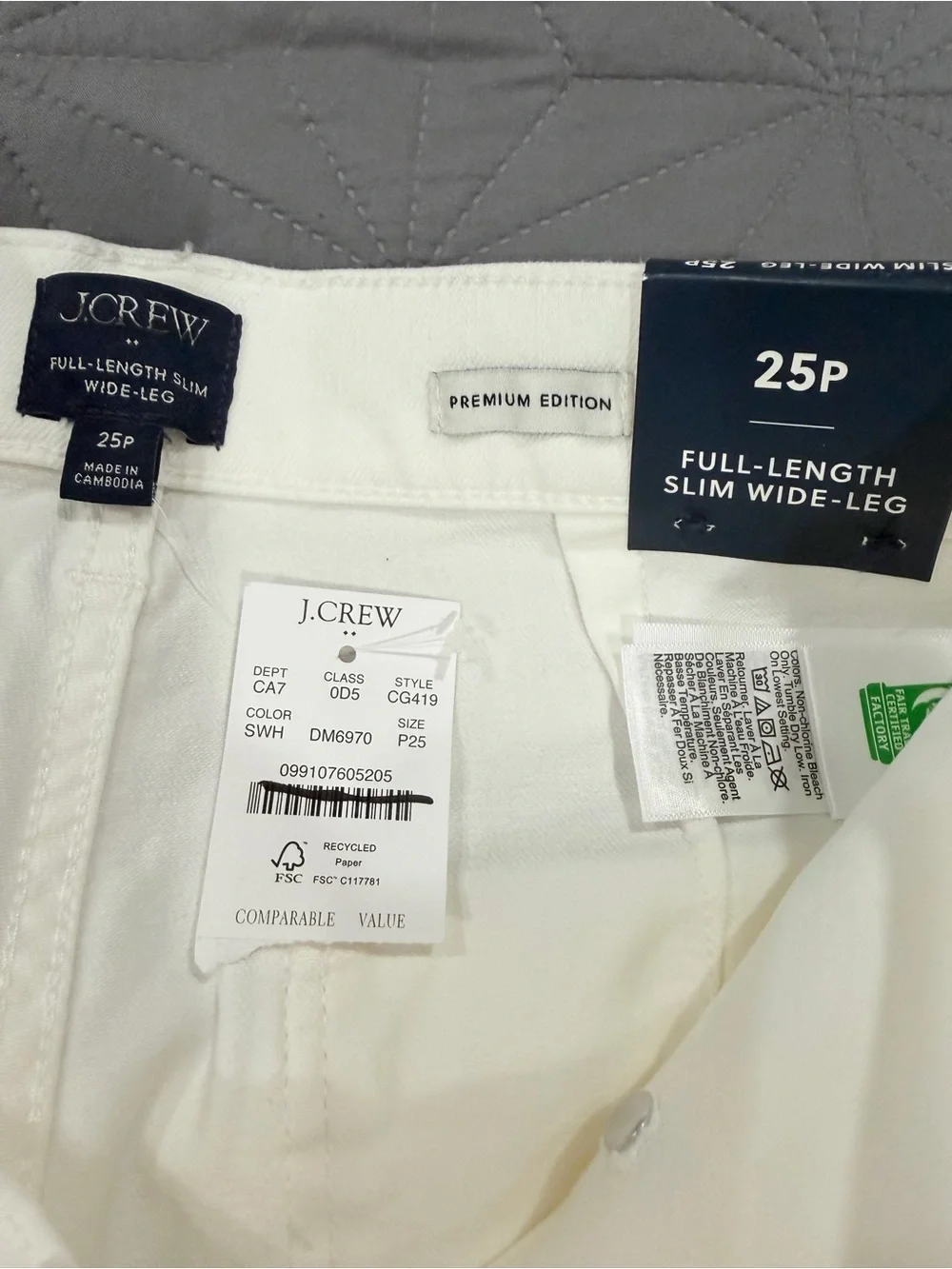 J. Crew High-Rise Wide-Leg Jeans in White with Gold Buttons